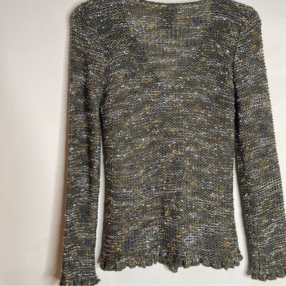 BCBGmaxazria Crochet Knit Button Down Confetti Sweater - Picture 5 of 9